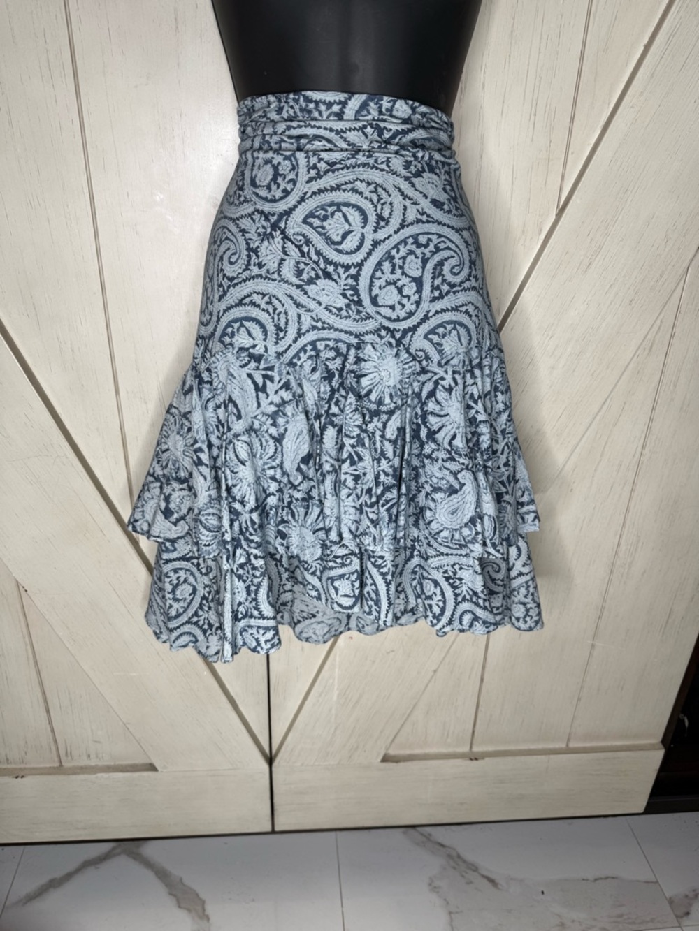 Ralph Lauren Light Blue Paisley Tiered Skirt - Picture 3 of 3